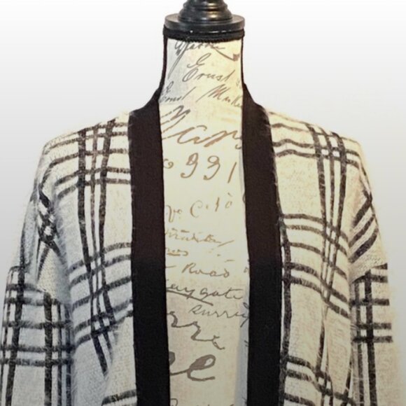 SANCTUARY | Open Front Flyaway Cardigan Sweater Duster Windowpane (Size S) - Picture 5 of 12